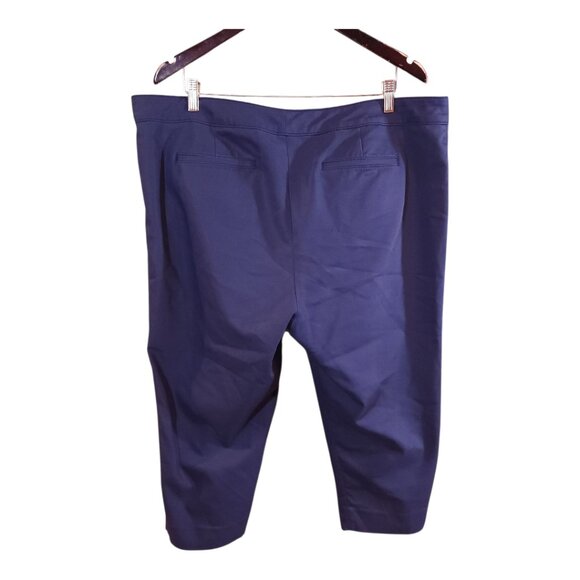 Chaps Navy Blue Straight Leg Cropped Chino Pants Business Casual Women's 18W - Picture 6 of 8